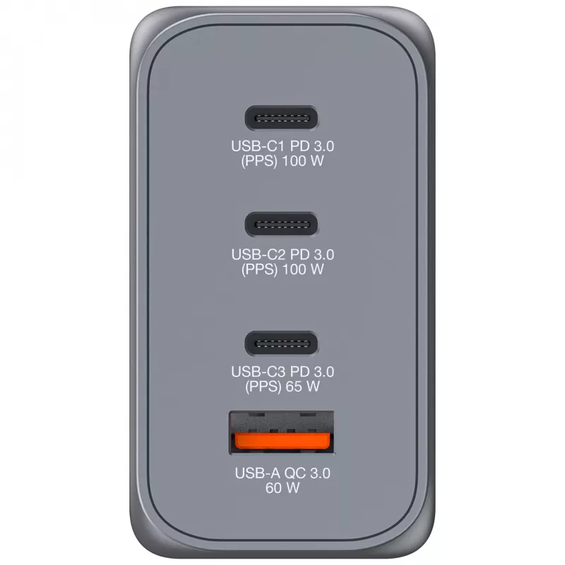 Verbatim GNC-200 200W GaN įkroviklis su 2 x USB-C PD 100W / 1 x USB-C PD 65W / 1 x USB QC 3.0 (EU/UK/US)