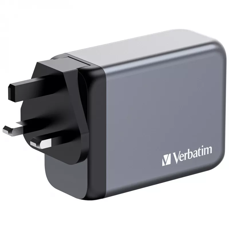 Verbatim GNC-200 200W GaN įkroviklis su 2 x USB-C PD 100W / 1 x USB-C PD 65W / 1 x USB QC 3.0 (EU/UK/US)