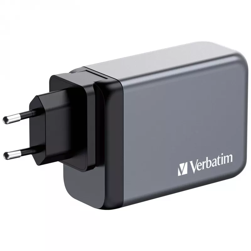 Verbatim GNC-240 GaN įkroviklis 240W su 1 x USB-C 140W / 1 x USB-C 100W / 1 x USB-C 65W / 1 x USB-A QC 3.0 (EU/UK/US)