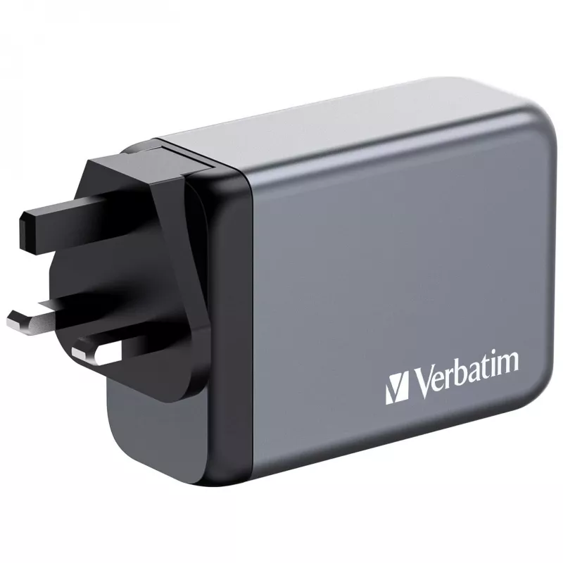 Verbatim GNC-240 GaN įkroviklis 240W su 1 x USB-C 140W / 1 x USB-C 100W / 1 x USB-C 65W / 1 x USB-A QC 3.0 (EU/UK/US)