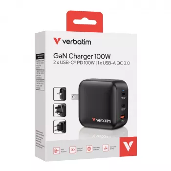 Verbatim GaN 100W universalus greitasis kroviklis, juodas, AC