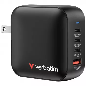 Verbatim Mini GaN Charger 100W 4 prievadai US kištukas su EU ir UK adapteriais