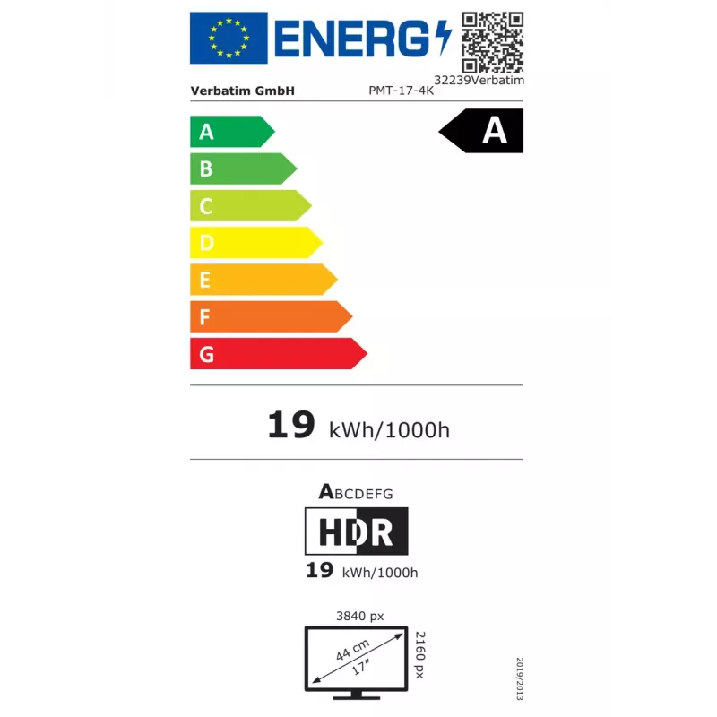 Monitorius Verbatim nešiojamas liečiamas 17,3 colių 4K Ultra HD LCD 3840 x 2160