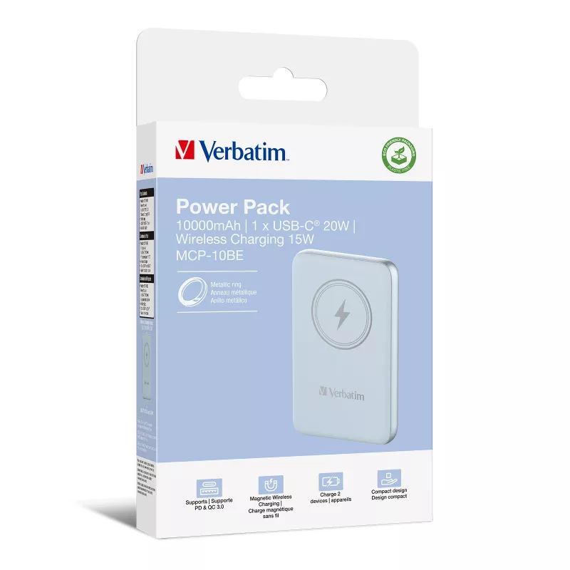 Verbatim Charge 'n' Go belaidis magnetinis power bank 10000mAh mėlynas