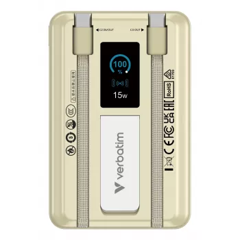 Verbatim Charge'n'Go 2C & Display Power Bank 10000 mAh Auksinis