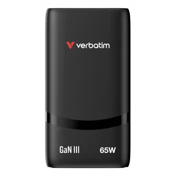 Verbatim Fold 'n' Go GaN 65W USB-C įkroviklis su sulankstomu kištuku, juodas