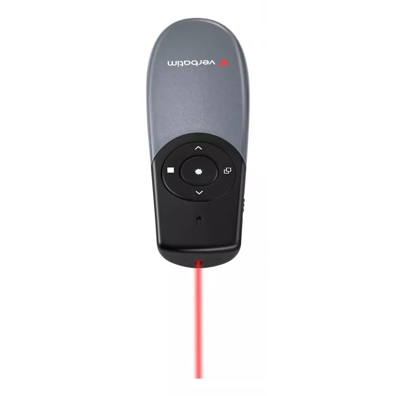 Verbatim Focus belaidis pristatymo įrenginys su raudonu lazeriniu žymekliu, RF, USB, 30 m, juodas, sidabrinis