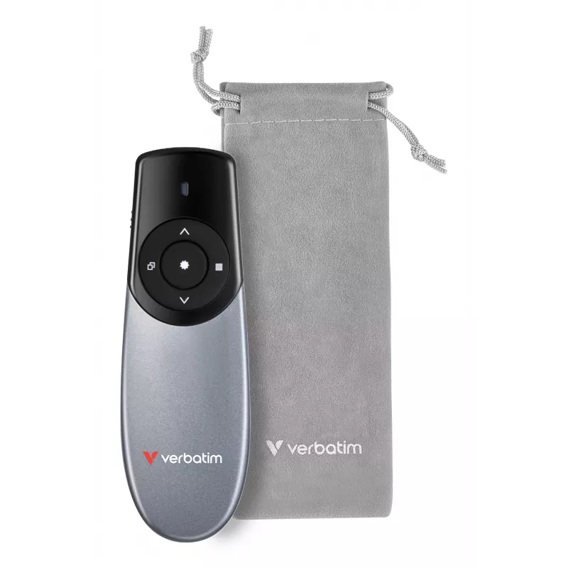 Verbatim Focus belaidis pristatymo įrenginys su raudonu lazeriniu žymekliu, RF, USB, 30 m, juodas, sidabrinis