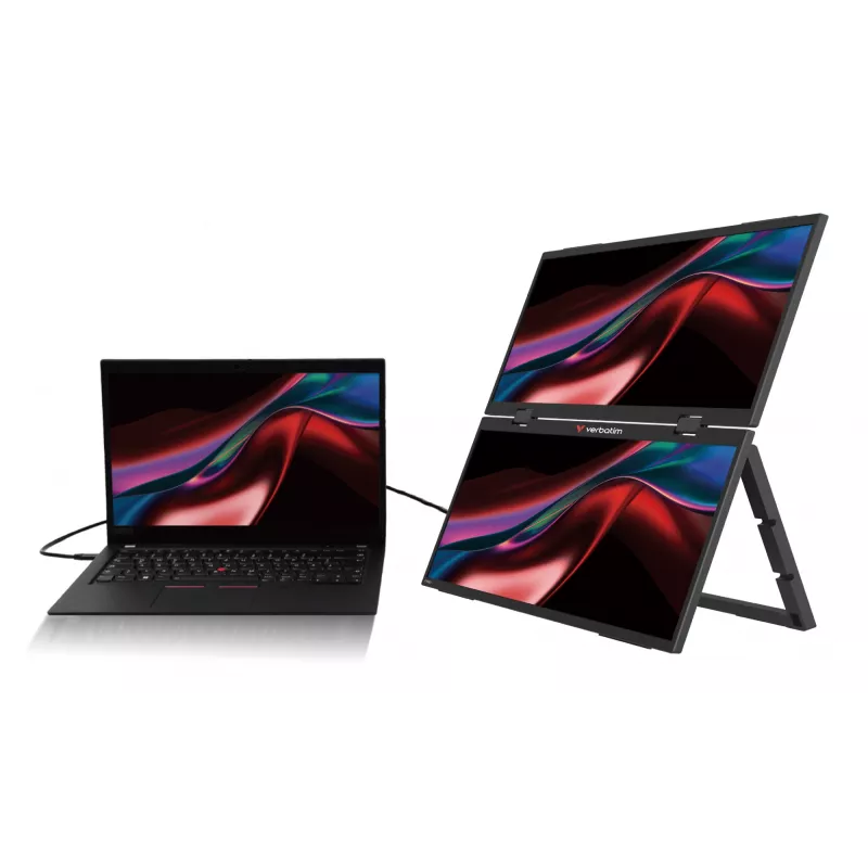 Verbatim Portable 15.6 inch FHD Dual Monitor Essentials, 39.6 cm (15.6 inch), LCD, 1920 x 1080 pikselių, Full HD, 16:9, 10 ms