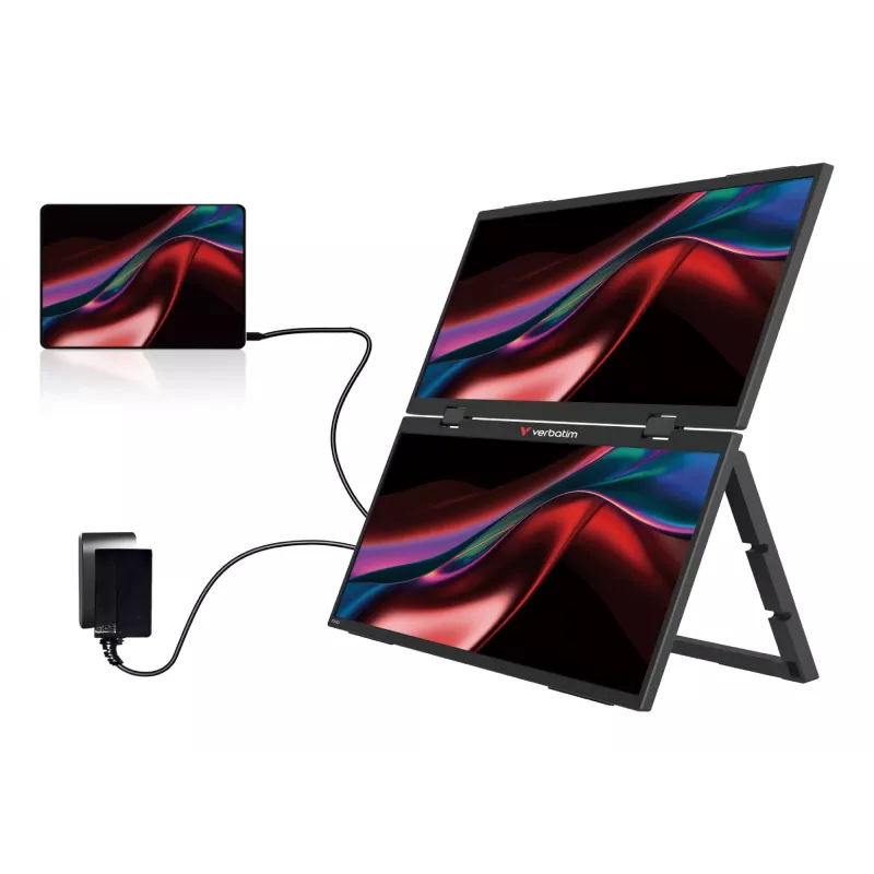 Verbatim Portable 15.6 inch FHD Dual Monitor Essentials, 39.6 cm (15.6 inch), LCD, 1920 x 1080 pikselių, Full HD, 16:9, 10 ms