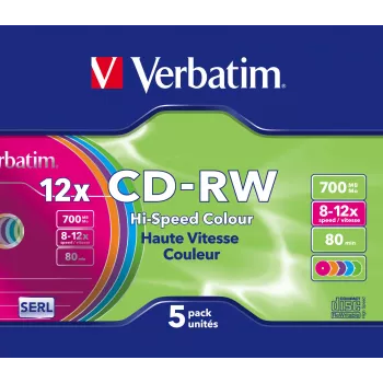 Verbatim CD-RW Colour 12x 700 MB 5 vnt.