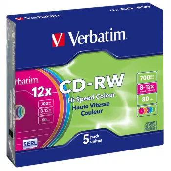 Verbatim CD-RW Colour 12x 700 MB 5 vnt.