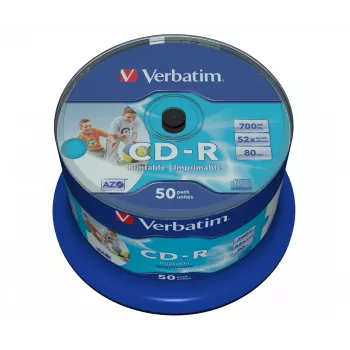 Verbatim CD-R AZO Wide Inkjet Printable be ID 700 MB 52x 50 vnt.
