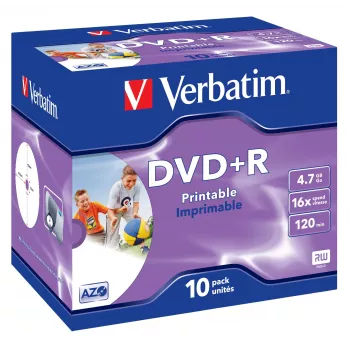 Verbatim DVD+R Wide Inkjet Printable ID Brand, 10 vnt., 4.7 GB, 16x, jewel dėklas