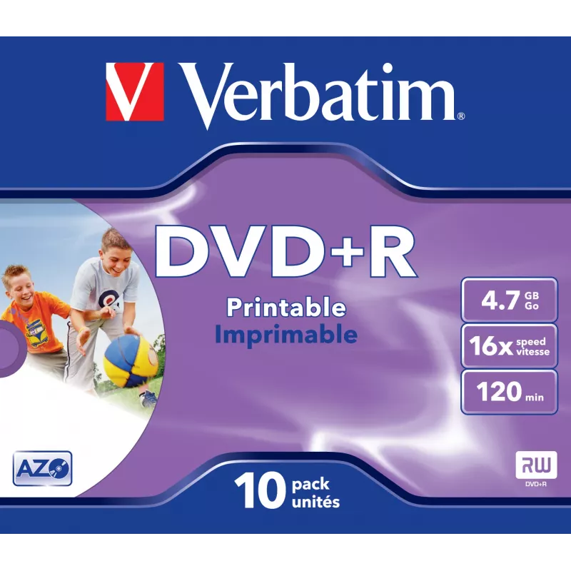 Verbatim DVD+R Wide Inkjet Printable ID Brand, 10 vnt., 4.7 GB, 16x, jewel dėklas