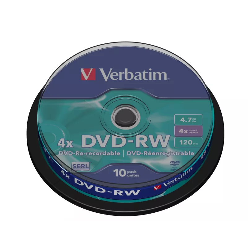 Verbatim DVDVER00072B, DVD-RW, verpstė, 10 vnt., 4,7 GB