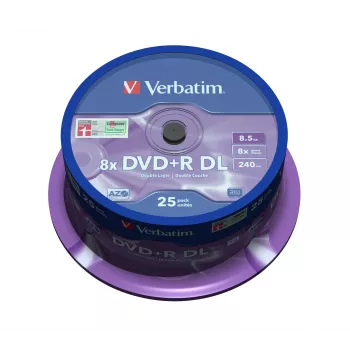Verbatim DVD+R Double Layer 8x Matt Silver 25 vnt. verpstė