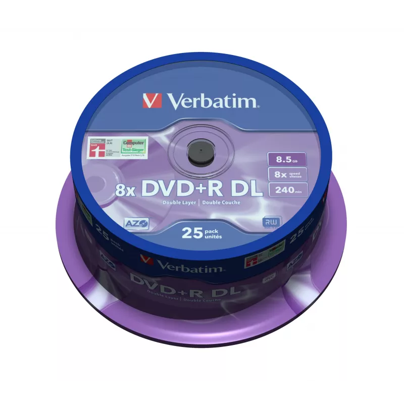 Verbatim DVD+R Double Layer 8x Matt Silver 25 vnt. verpstė
