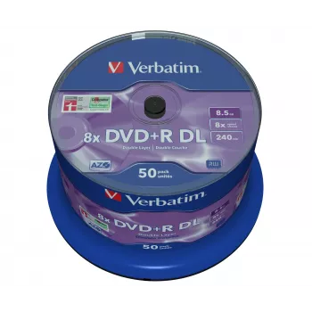 Verbatim DVD+R Double Layer 8x Matt Silver 50 vnt. verpstė