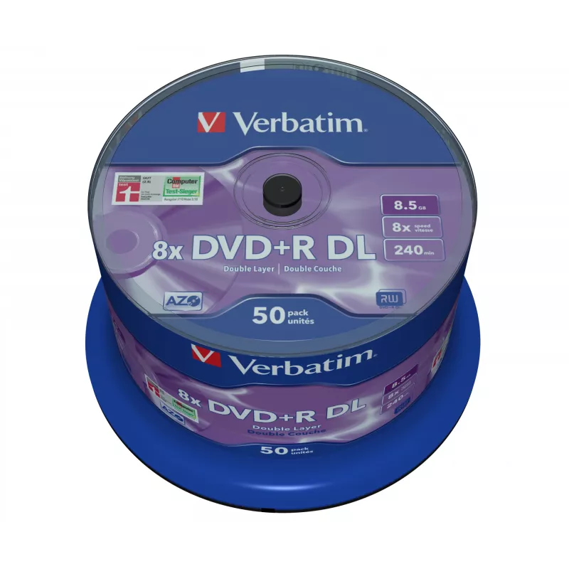 Verbatim DVD+R Double Layer 8x Matt Silver 50 vnt. verpstė