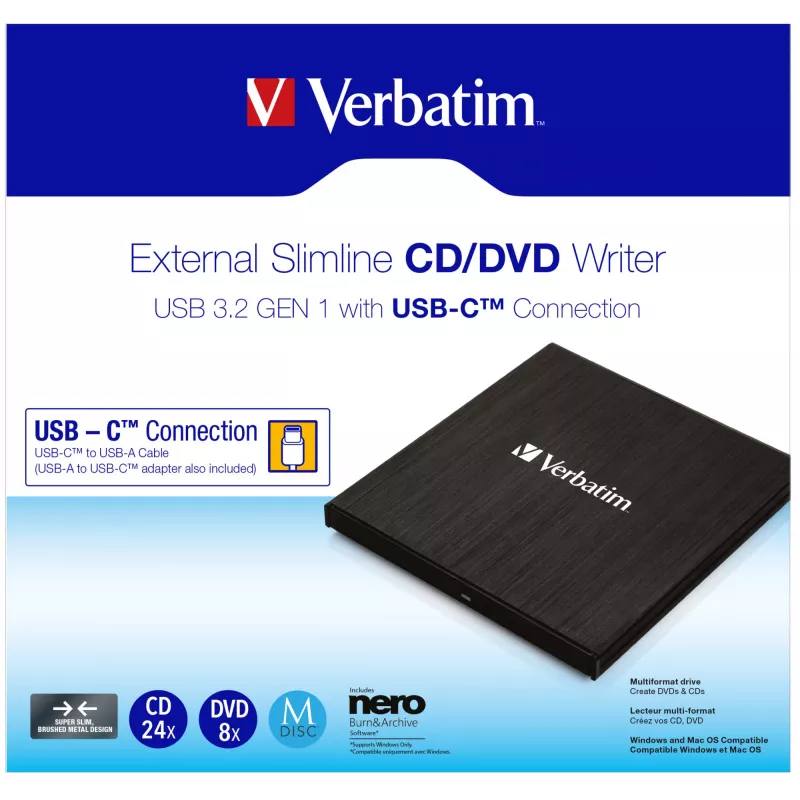 Verbatim 43886 išorinis optinis diskų įrenginys DVD±RW juodas