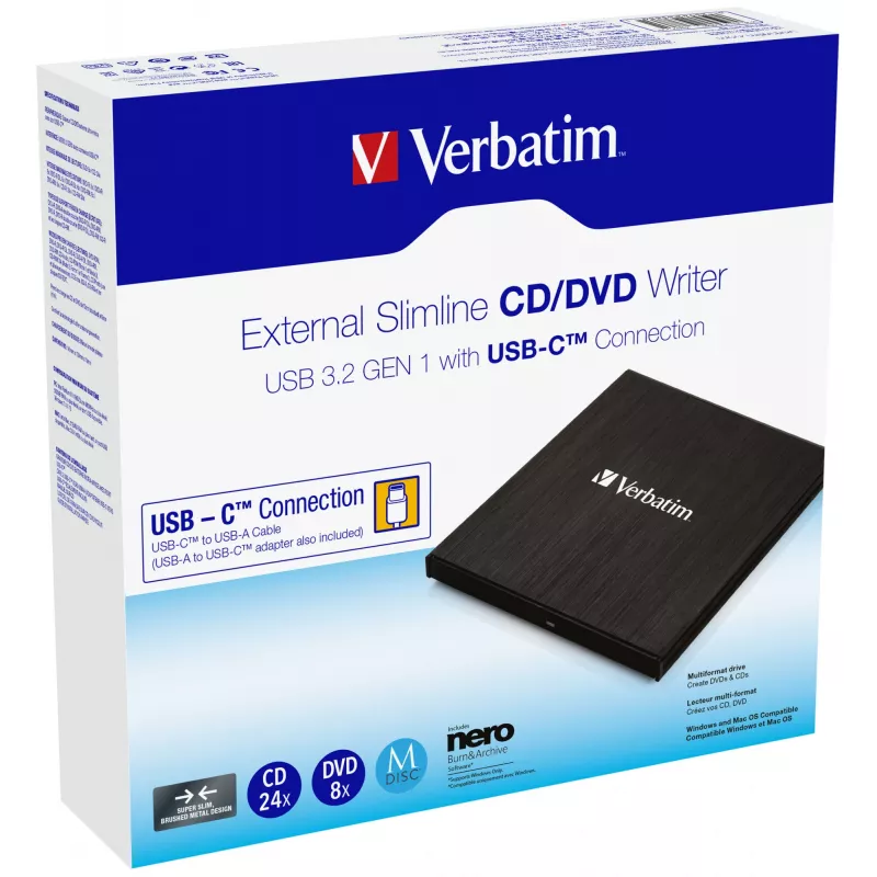 Verbatim 43886 išorinis optinis diskų įrenginys DVD±RW juodas