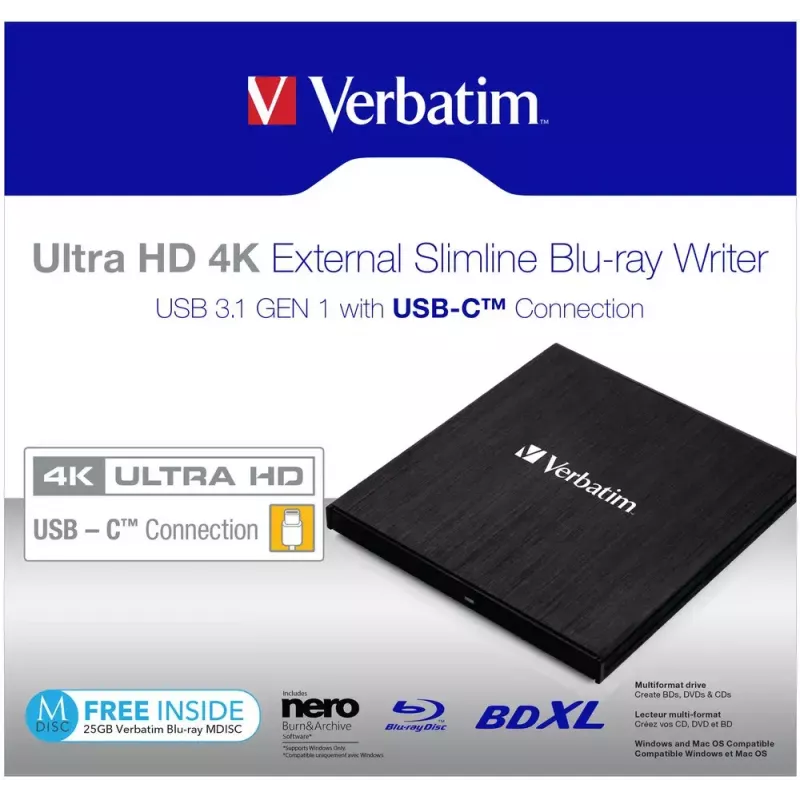 Verbatim 43888 optinis diskų įrenginys Blu-Ray DVD Combo juodas