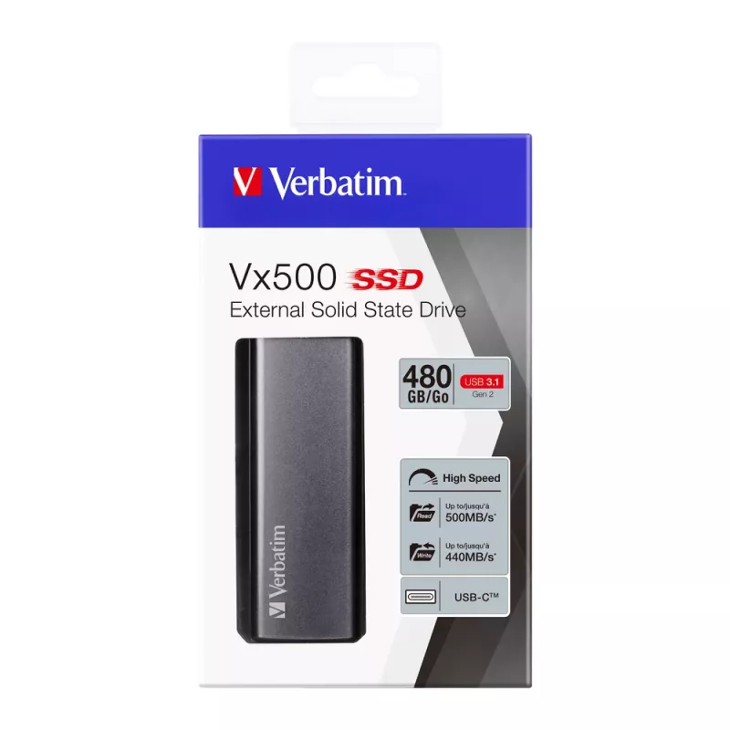Verbatim Vx500 išorinis SSD USB 3.1 Gen 2 480GB, sidabrinis