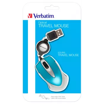 Verbatim Go Mini pelė, ambidekstrinė, USB Type-A, optinė, 1000 DPI, mėlyna