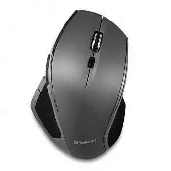 Verbatim 8 mygtukų belaidė pelė su Blue LED, RF Wireless, 1600 DPI, juoda, pilka