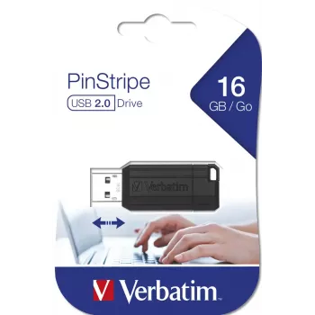 USB atmintukas Verbatim 16GB USB Type-A PinStripe juodas