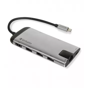Verbatim 49142 USB-C dokas / prievadų replikatorius USB 3.2 Gen 1 Type-C juodas, sidabrinis