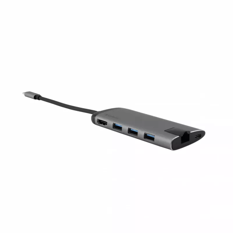 Verbatim 49142 USB-C dokas / prievadų replikatorius USB 3.2 Gen 1 Type-C juodas, sidabrinis