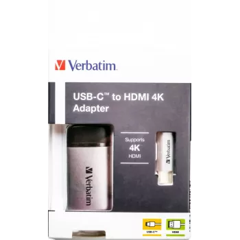 Verbatim 49143 vaizdo kabelio adapteris 0.1 m USB Type-C HDMI juodas, sidabrinis