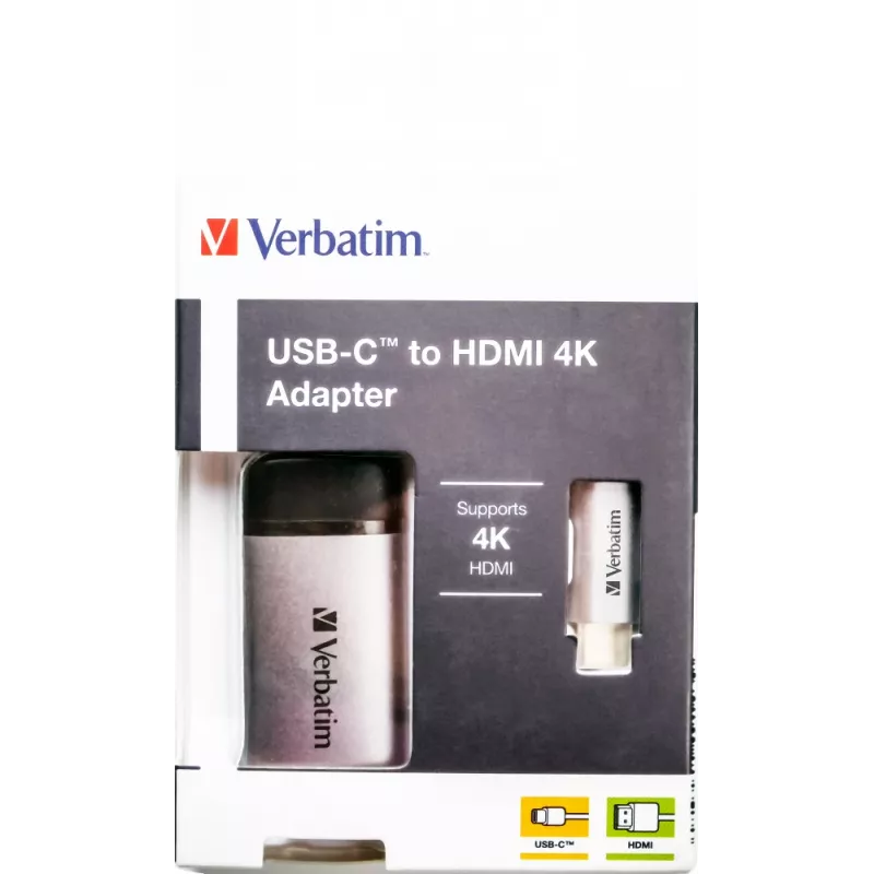 Verbatim 49143 vaizdo kabelio adapteris 0.1 m USB Type-C HDMI juodas, sidabrinis