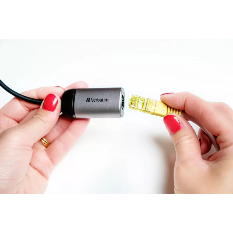 Verbatim 49146 USB-C prievadų stotelė / dokas, USB 3.2 Gen 1 Type-C, juoda, sidabrinė
