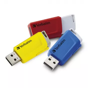 Verbatim Store 'n' Click 3x16 GB USB atmintukas - Raudonas/Mėlynas/Geltonas