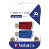 Verbatim Store 'n' Click USB 3.2 Gen 1 atmintukas 2x32 GB raudonas/mėlynas
