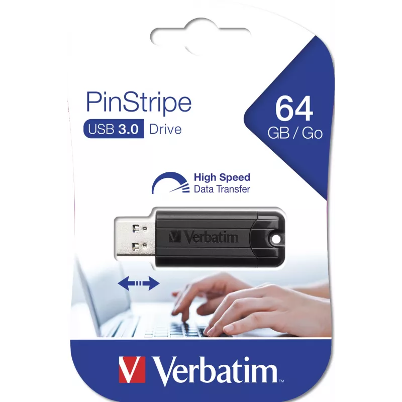 Verbatim PinStripe 3.0 USB 3.0 atmintukas 64 GB juodas