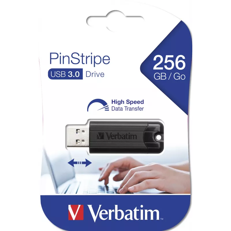 Verbatim PinStripe 3.0 USB 3.0 atmintukas 256GB juodas