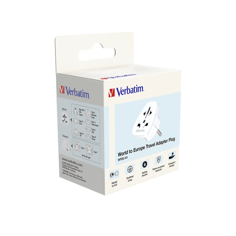 Verbatim 49541 universalus kištukinis adapteris Type E/F hibridinis Baltas