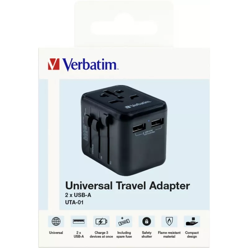 Verbatim 49543 universalus kelioninis adapteris Juodas