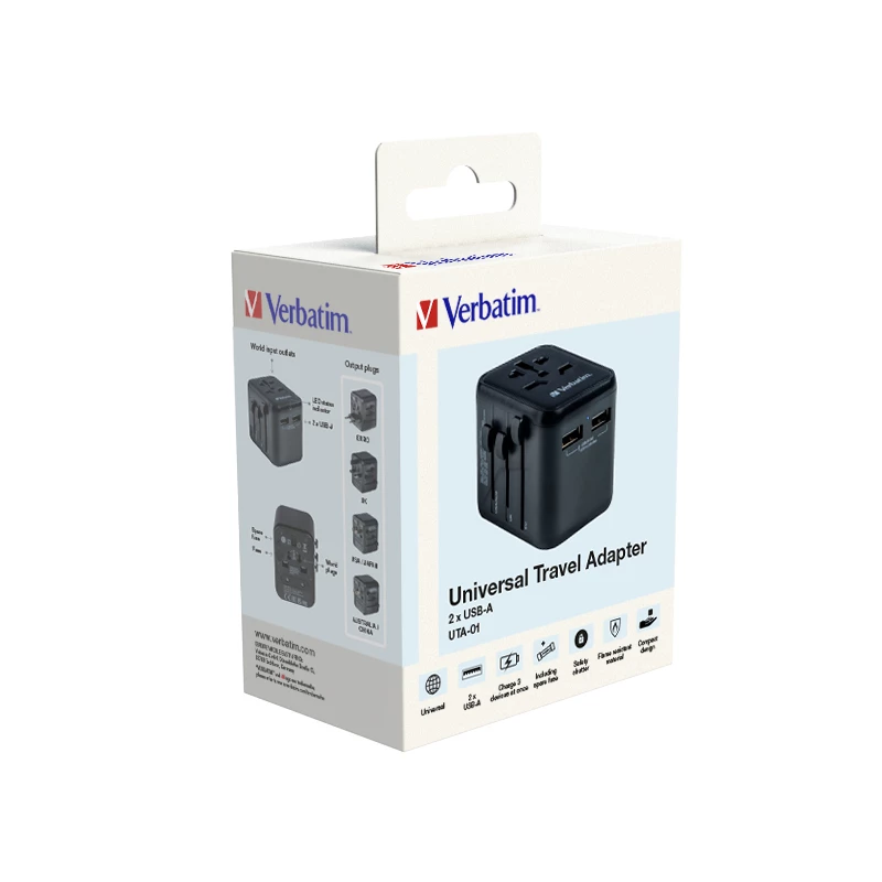 Verbatim 49543 universalus kelioninis adapteris Juodas