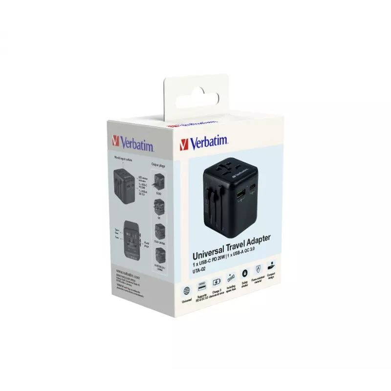 Verbatim 49544 universalus kelioninis adapteris juodas