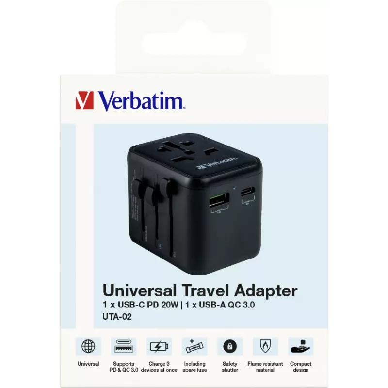 Verbatim 49544 universalus kelioninis adapteris juodas