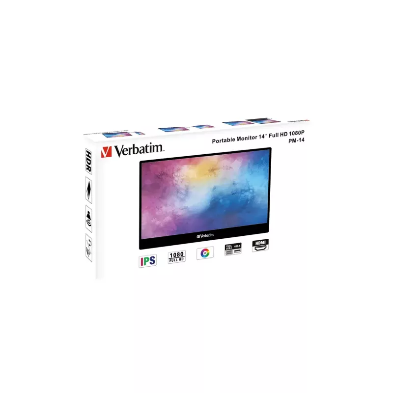 Verbatim 49590 nešiojamas monitorius 35,6 cm (14 colių) Full HD LCD juodas