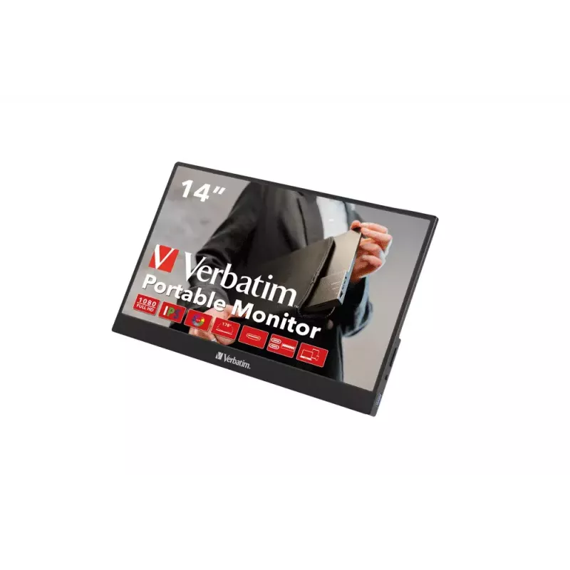 Verbatim 49590 nešiojamas monitorius 35,6 cm (14 colių) Full HD LCD juodas