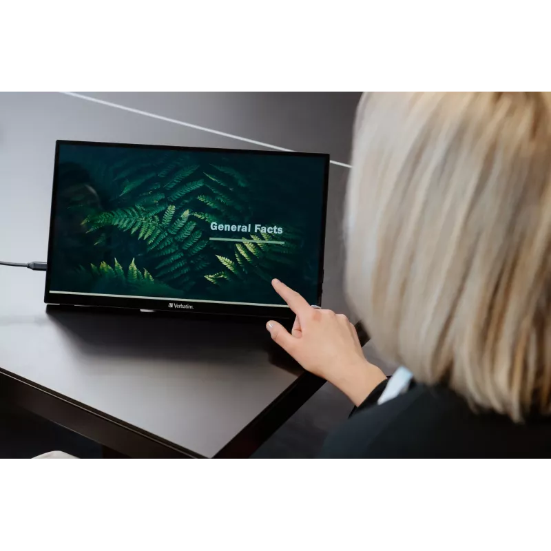 Verbatim 49592 nešiojamas monitorius 39,6 cm (15,6 colio) Full HD 1920x1080 LCD jutiklinis juodas