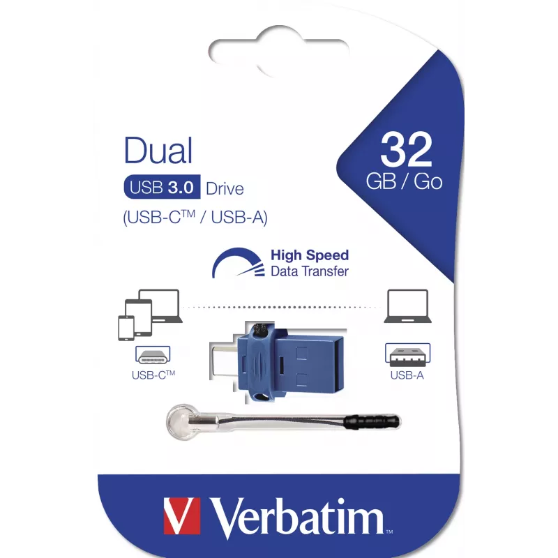 Verbatim Store 'n' Go Dual USB 3.0 32 GB USB-C / USB-A mėlyna