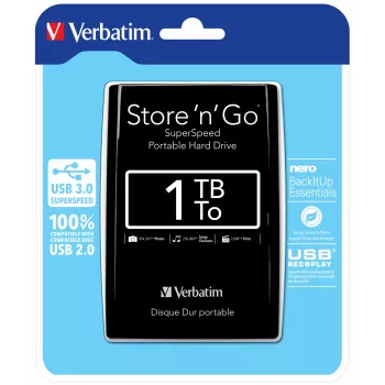 Verbatim Store 'n' Go USB 3.0 nešiojamas kietasis diskas 1TB juodas